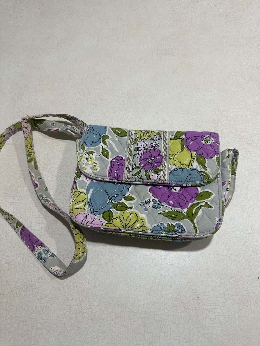 Vera Bradley Watercolor Pattern Flowers Small Handbag Tote Purse Retired 2012